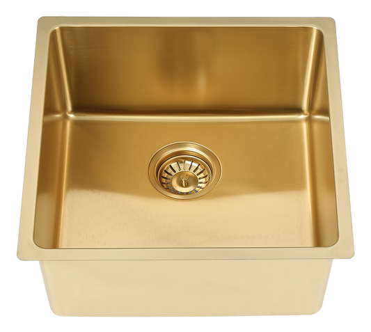 Square Gold Embossed Sink - Stainless Steel - 440x440x200