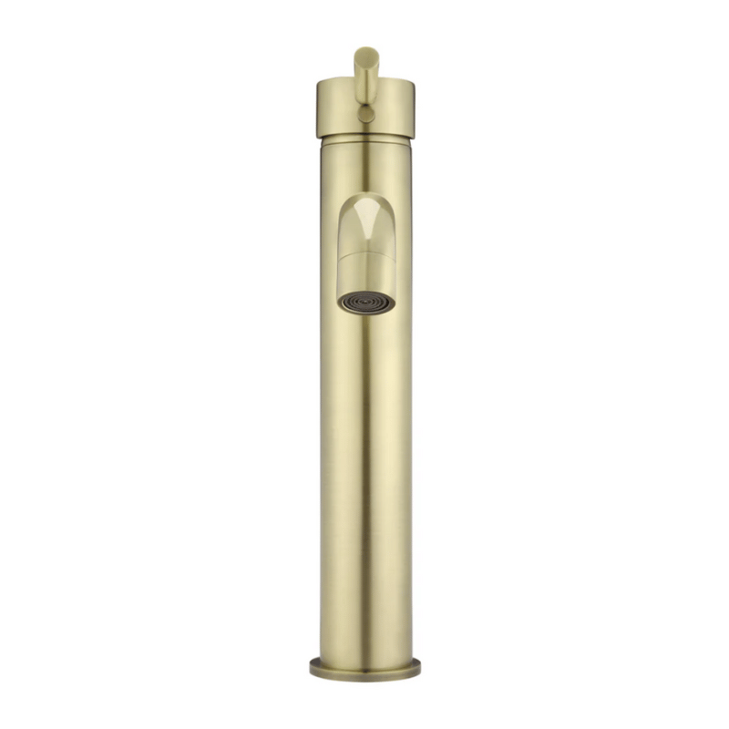 Round Tall Curved Basin Mixer Brushed Gold