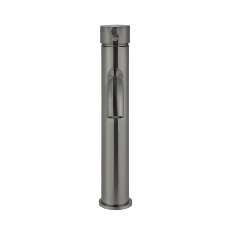 Round Tall Curved Basin Mixer Gunmetal