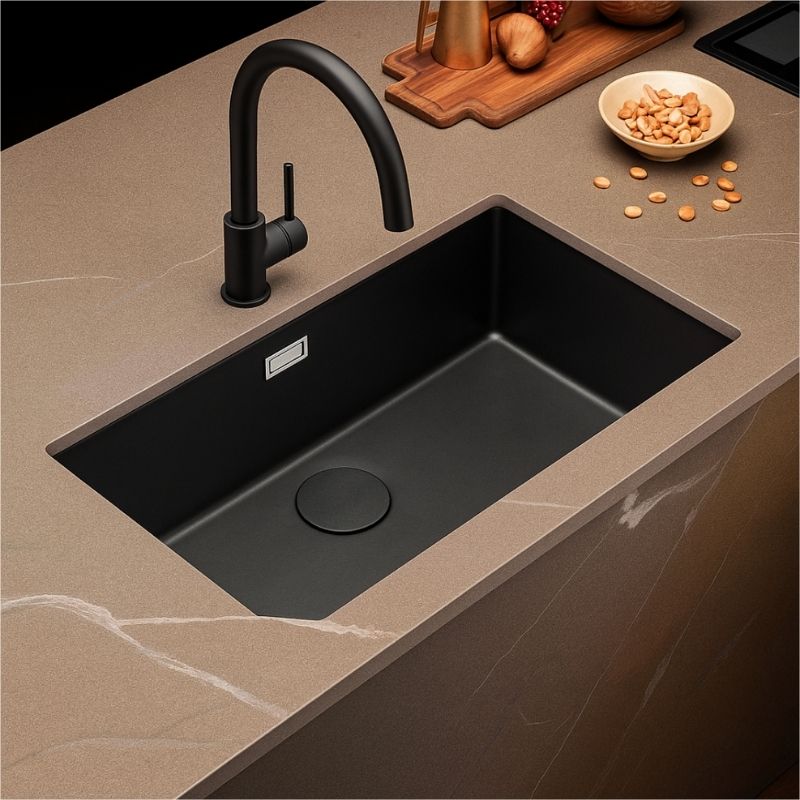 Luna Gooseneck Kitchen Mixer Matte Black