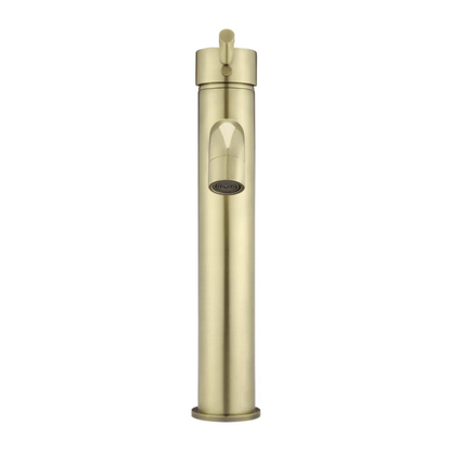 Round Tall Curved Basin Mixer Brushed Gold