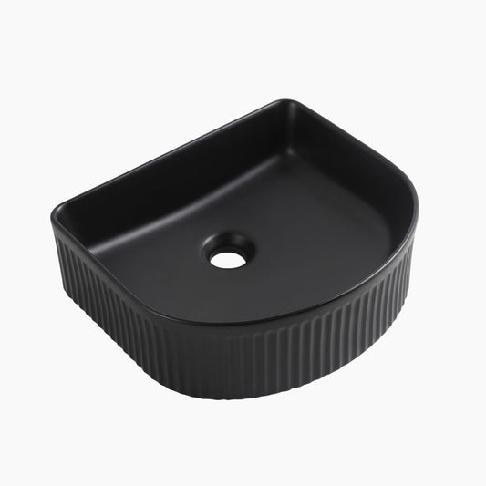 Semi Fluted Basin Matte Black - 400x360x130
