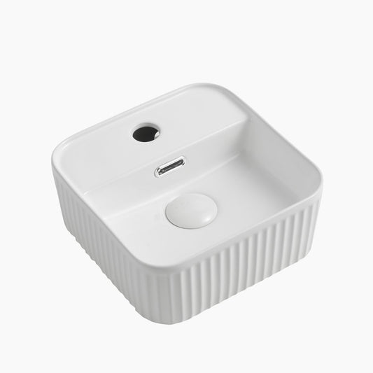 Tap Hole Square Curved Edge Basin White - 275x275x120