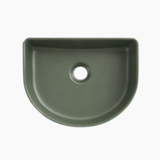 Semi Fluted Basin Moss Green - 400x360x130