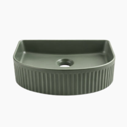 Semi Fluted Basin Moss Green - 400x360x130