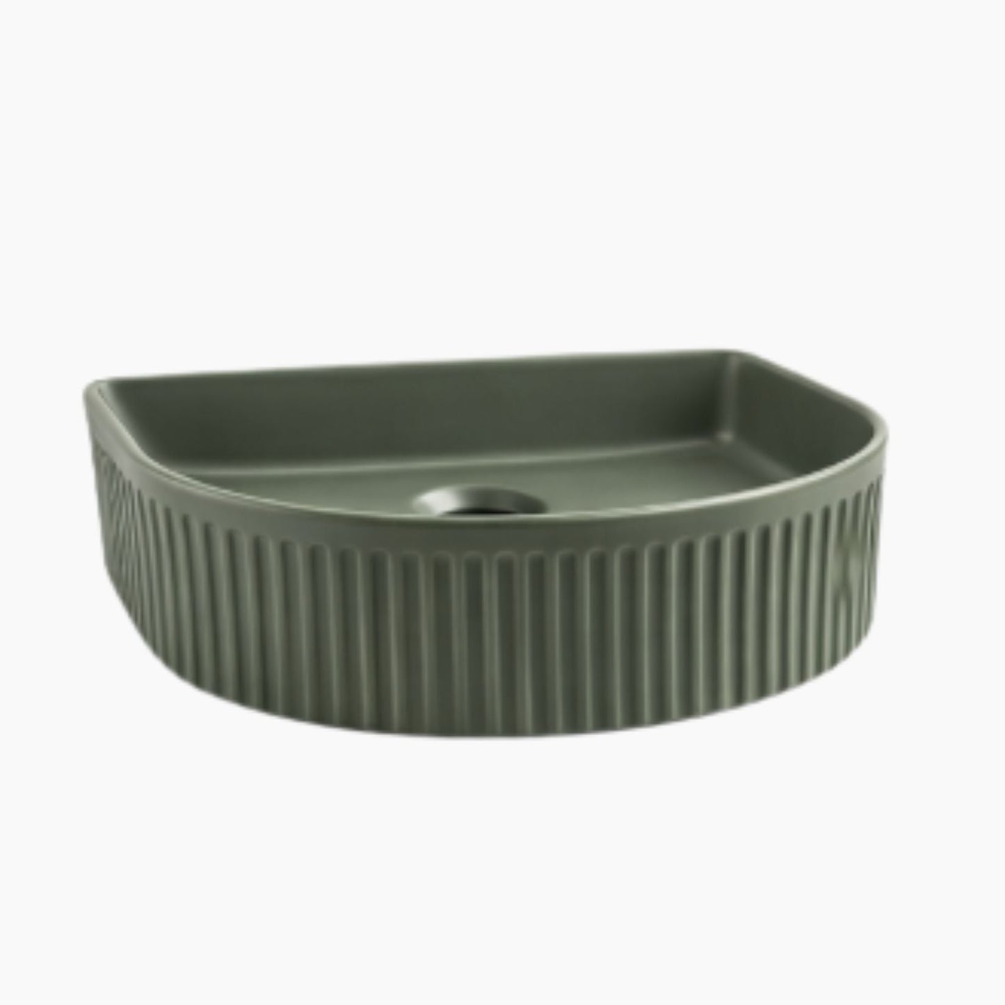 Semi Fluted Basin Moss Green - 400x360x130
