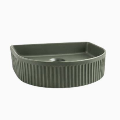 Semi Fluted Basin Moss Green - 400x360x130