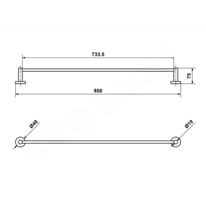 Single Towel Rail - Matte Black