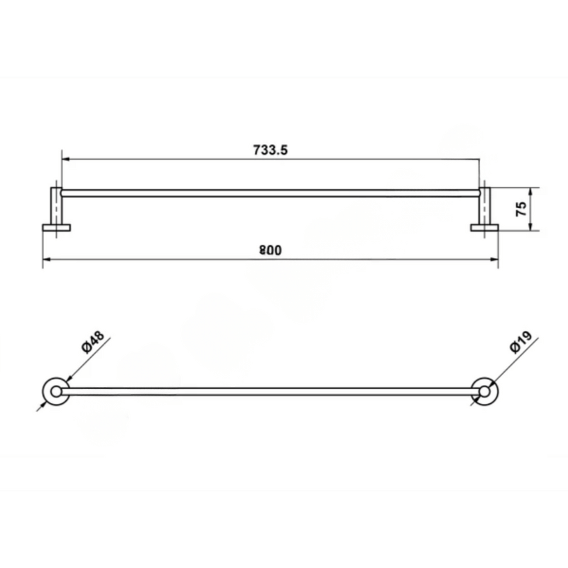 Single Towel Rail - Brushed Nickel