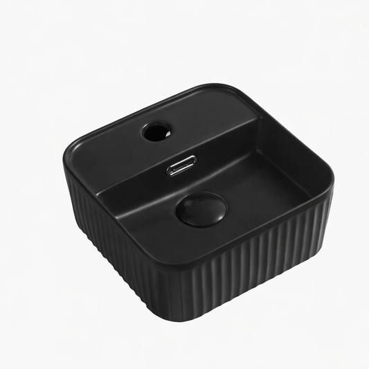 Tap Hole Square Curved Edge Basin Black - 275x275x120