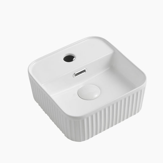 Tap Hole Square Curved Edge Basin White - 275x275x120