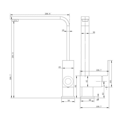 Black Sink Square Mixer | Plenty River
